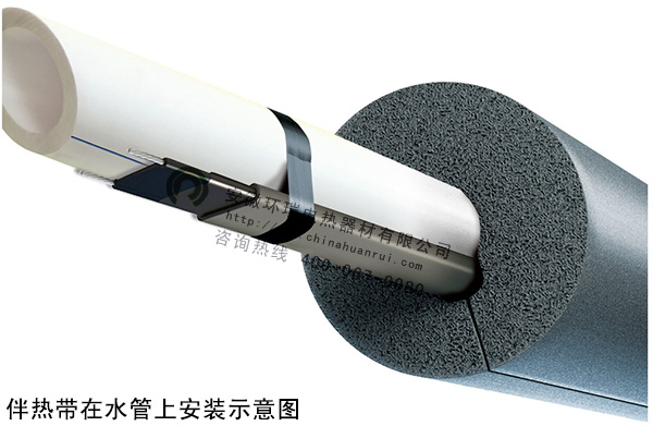 伴热带在水管上安装示意图